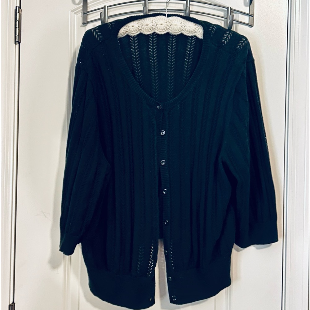 Black Apt 9 3/4 Sleeve Lightweight Sweater Size 3X